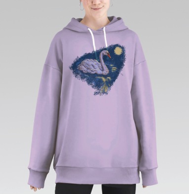 Лебедь при луне, Hoodie Long Oversize Fiolet