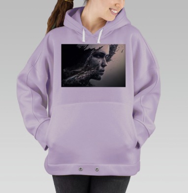 Лицо человека распадается никаких границ идентичность личности, Hoodie Oversize Fiolet