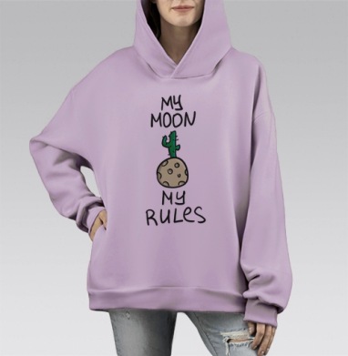 Луна Кактус Независимость Моя Луна Мои Правила, Hoodie Mono Fiolet, оверсайз, утепленная