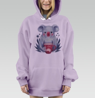 Милый коала с кружкой «I LOVE Австралия», Hoodie Mjhigh Dig Mel, Fiolet, утепленная