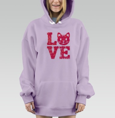 Любовь к котам, Hoodie Mjhigh Dig Mel, Fiolet, утепленная