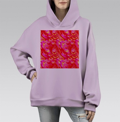 Малиновый Желтый Красный Спираль Восьмерка Безконечный Узор, Hoodie Mono Fiolet, оверсайз, утепленная