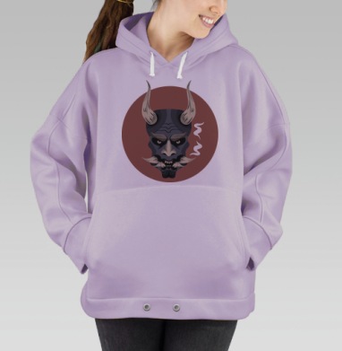 Маска самурая векторный арт японские символы воина, Hoodie Oversize Fiolet