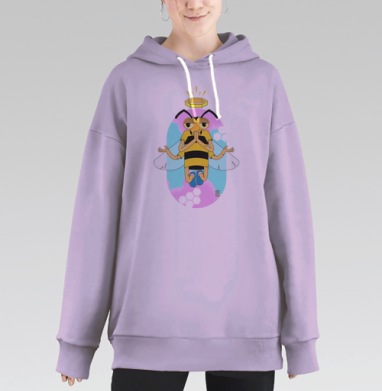 Медитирующая пчела с нимбом в позе лотоса Добро пожаловать в Рой, Hoodie Long Oversize Fiolet