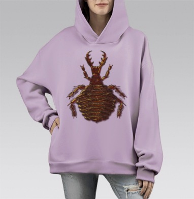 Металлическая Личинка Муравьиного Льва Хищная Броня, Hoodie Mono Fiolet, оверсайз, утепленная