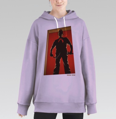 Механический Человек Стилизованное Механическое Изображение Торса, Hoodie Long Oversize Fiolet