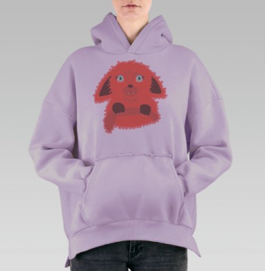 Милая лисичка с хвостиком в нежных оттенках розового, Hoodie Oversize Fiolet, утепленная