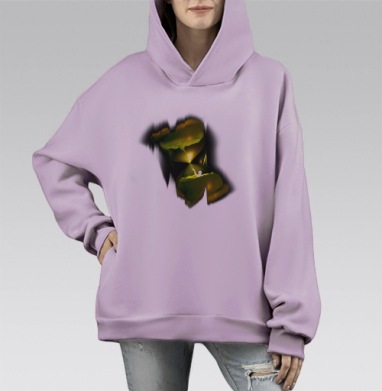 Мистический свет внутри открытого рта, Hoodie Mono Fiolet, оверсайз, утепленная