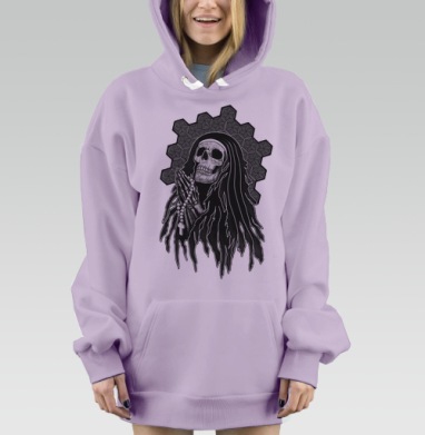 Скелет в монашеской мантии в молитве, Hoodie Mjhigh Dig Mel, Fiolet, утепленная