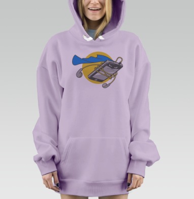 Смартфон-супергерой с наушниками в стиле мультфильм, Hoodie Mjhigh Dig Mel, Fiolet, утепленная