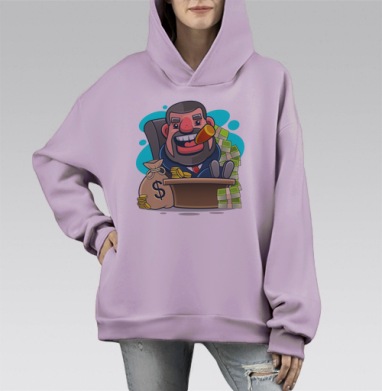 Мужчина с сигарой за столом с деньгами Мужчина с сигарой, Hoodie Mono Fiolet, оверсайз, утепленная