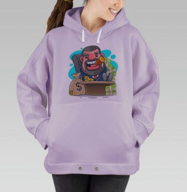 Мужчина с сигарой за столом с деньгами Мужчина с сигарой, Hoodie Oversize Fiolet