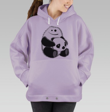 Нежное объятие пушистого существа с маленькой пандой, Hoodie Oversize Fiolet