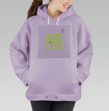 Нежные абстрактные яблоки светло зеленом фоне, Hoodie Oversize Fiolet