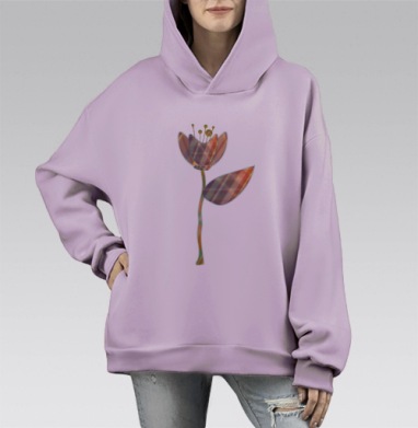 Необычный цветок с мягкими оттенками создающими теплую композицию, Hoodie Mono Fiolet, оверсайз, утепленная