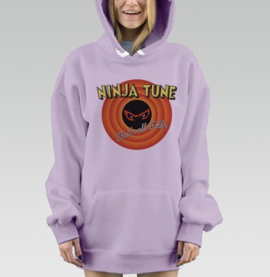 Ретро-логотип Ninja Tune в стиле Looney Tunes, Hoodie Mjhigh Dig Mel, Fiolet, утепленная
