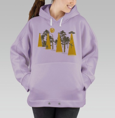 Ночное похищение инопланетянами среди улиц города, Hoodie Oversize Fiolet