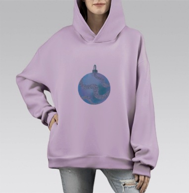 Новогодние яркие шарики разноцветные праздничные элементы для декора, Hoodie Mono Fiolet, оверсайз, утепленная