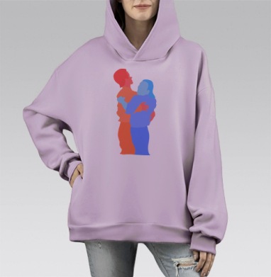 Обнимающаяся пара танец любовь гармония, Hoodie Mono Fiolet, оверсайз, утепленная