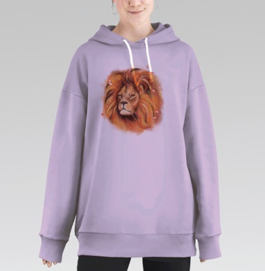 Огненный Лев Сила Вдохновение Яркость, Hoodie Long Oversize Fiolet