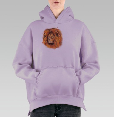 Огненный Лев Сила Вдохновение Яркость, Hoodie Oversize Fiolet, утепленная