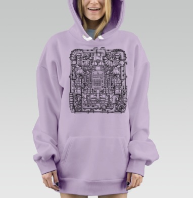 Old mechanism, Hoodie Mjhigh Dig Mel, Fiolet, утепленная