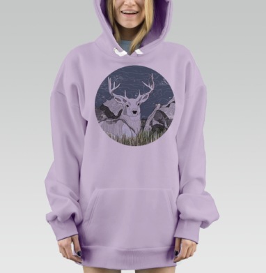 ОЛЕНЬ В ГОРАХ, Hoodie Mjhigh Dig Mel, Fiolet, утепленная