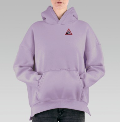 Опасность падения с обрыва предупреждение для безопасности, Hoodie Oversize Fiolet, утепленная