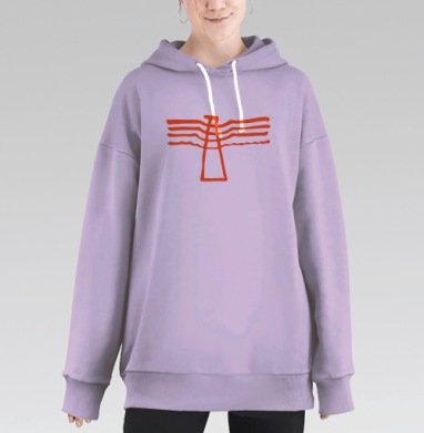 Оранжевая птица символ свободы на сером фоне, Hoodie Long Oversize Fiolet