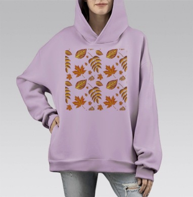 Осенние желтые листья на сером фоне осень листва, Hoodie Mono Fiolet, оверсайз, утепленная