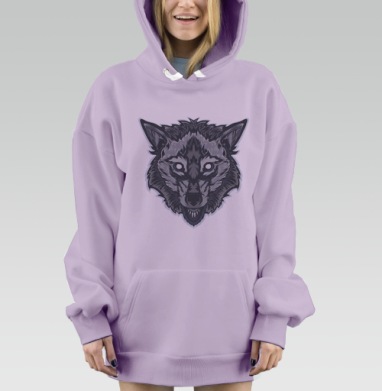 Оскалившийся волк, Hoodie Mjhigh Dig Mel, Fiolet, утепленная