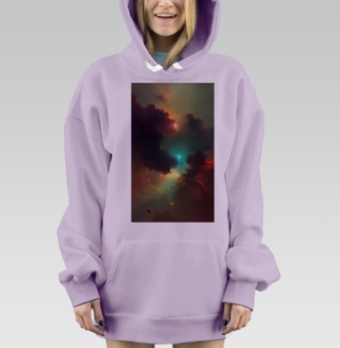 Освещённая космическая туманность с глубиной пространства, Hoodie Mjhigh Dig Mel, Fiolet, утепленная