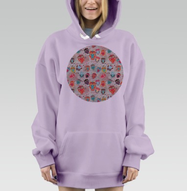Owls owls 3, Hoodie Mjhigh Dig Mel, Fiolet, утепленная