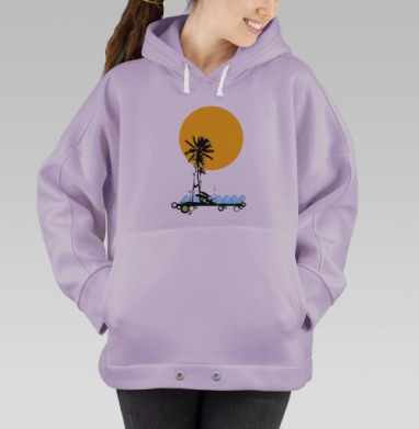 Пальма солнце доски для серфинга пляж, Hoodie Oversize Fiolet