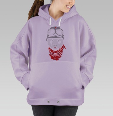 Панда байкер., Hoodie Oversize Fiolet