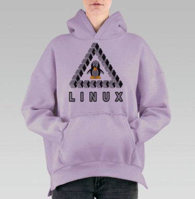 Пингвин на треугольнике Пенроуза с надписью Linux Линукс - Магазин футболок Wladimir. Дизайнерские принты.