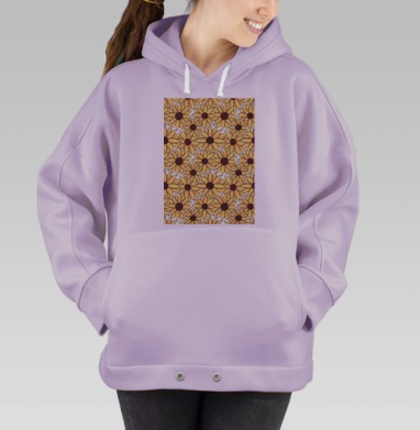 Подсолнухи желтые на голубом фоне сочные теплые подсолнухи, Hoodie Oversize Fiolet