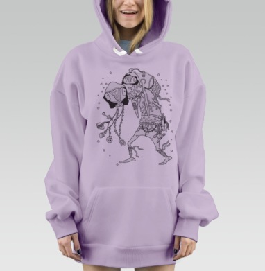 Путник подводных глубин с рюкзаком и амулетами, Hoodie Mjhigh Dig Mel, Fiolet, утепленная