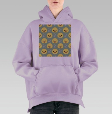 Повторяющийся узор милых утят с пузырьками для детской, Hoodie Oversize Fiolet, утепленная
