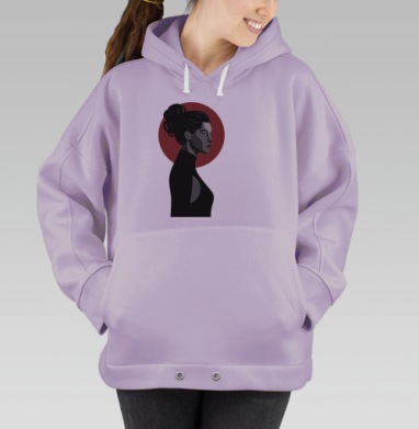 Профиль женщины с красным кругом на фоне минимализм, Hoodie Oversize Fiolet