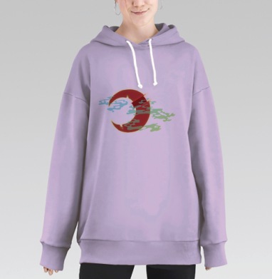Разрушающийся красный круг с дымом красная ночь, Hoodie Long Oversize Fiolet