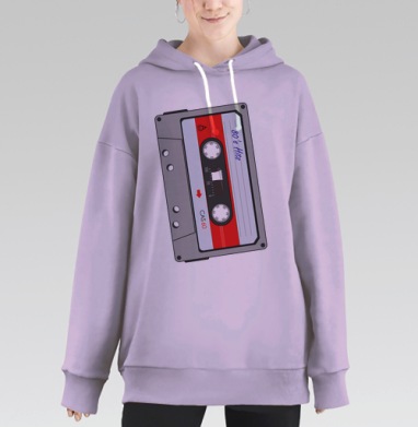 Ретро аудиокассета 80х Ностальгия музыка кассеты, Hoodie Long Oversize Fiolet