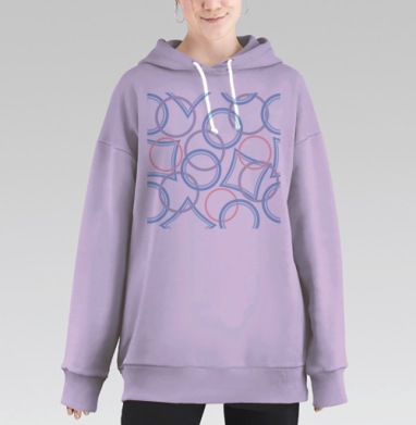 Геометрический узор: Нежные кольца на темном фоне, Hoodie Long Oversize Fiolet