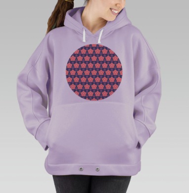 Розовые звездочки на темно синем фоне для уюта, Hoodie Oversize Fiolet