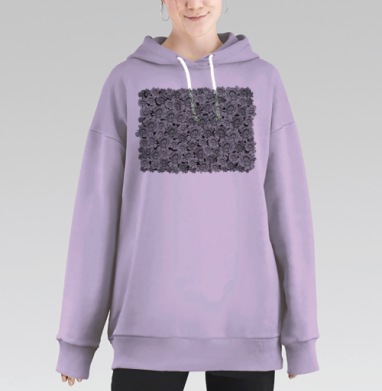 Розы с головой космонавта в шлеме необычная мужская графика, Hoodie Long Oversize Fiolet