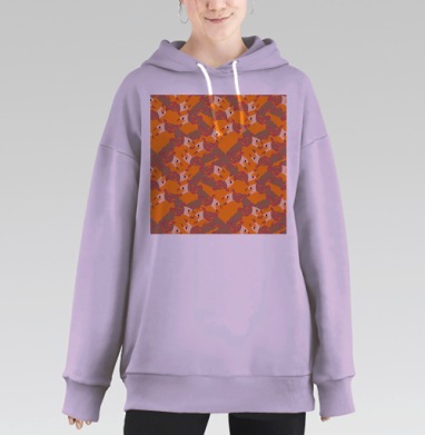 Руки с ядовитой змеёй острые ногти на оранжевом, Hoodie Long Oversize Fiolet