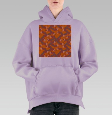 Руки с ядовитой змеёй острые ногти на оранжевом, Hoodie Oversize Fiolet, утепленная