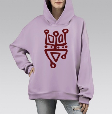 Сакральный шаманский символ Танец Огины танец огня, Hoodie Mono Fiolet, оверсайз, утепленная
