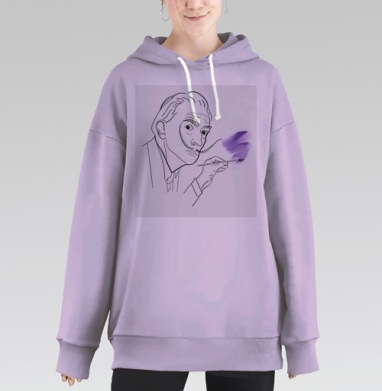 Сальвадор Дали художник с фиолетовой кистью творчества, Hoodie Long Oversize Fiolet