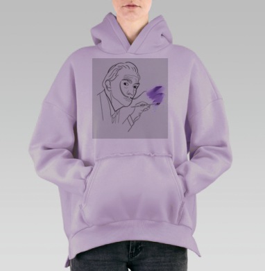 Сальвадор Дали художник с фиолетовой кистью творчества, Hoodie Oversize Fiolet, утепленная